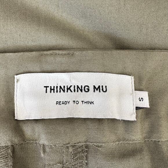 Thinking Mu Rina Pants Women Small Olive Green Carrot Mid Rise Ankle Minimalist - Picture 4 of 6